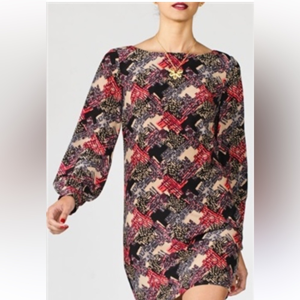 Trina Turk Laurie abstract print 100% silk dress size 2